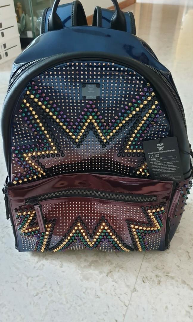 MCM Dual Stark Cyber Glow Mystic Purple Medium Backpack Women s