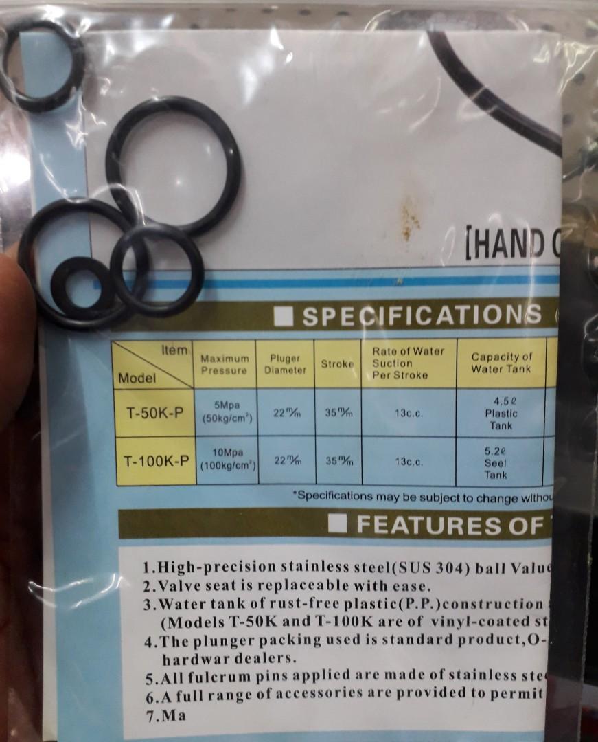 Showa Water Leak Pressure Tester Test Pump (Category: Construction Tools & Equipment) located in Manila. Submitted by raineshop77 (Listing ID 237238203, Image 3). Description: SMS 09154249914 Showa Water Pressure Tester T-50KP 700 Psi Capacity Brand New 5Mpa 50 kg/cm2 700 PSI Corrosion Free Plastic Basin High Quality With Spare Reserve O-Rings Repair Kit FEATURES ●It is hand operation. ●The valve adopts a high-precision stainless steel (SUS304) b