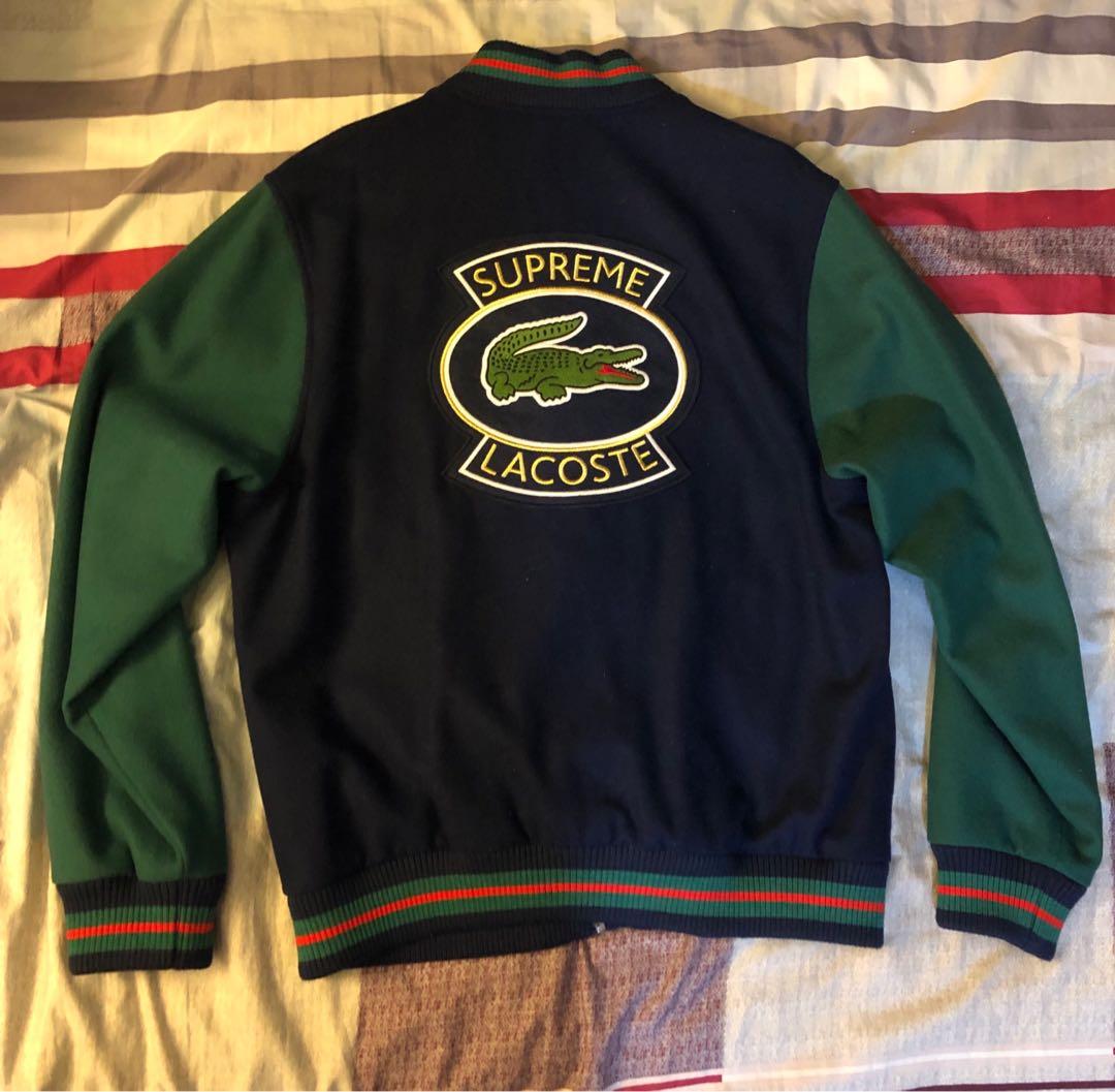 Supreme lacoste wool varsity jacket navy 2025