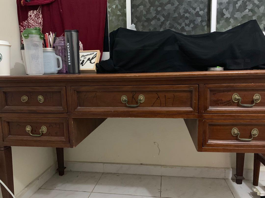Teak Study Table USED, Furniture & Home Living, Furniture, Tables ...