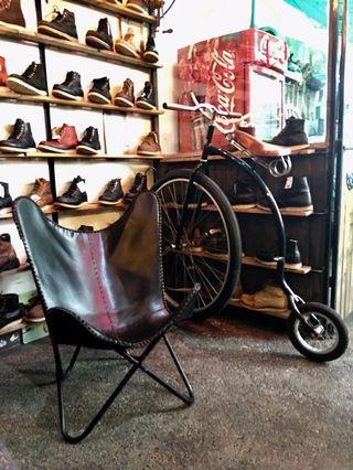 Vintage classic retro gemuine leather goodies boots bags bicycles and collectibles