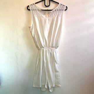 White Romper with pockets