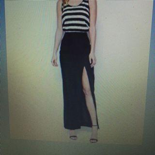 UK16 ASOS Maxi Skirt In Linen (black)