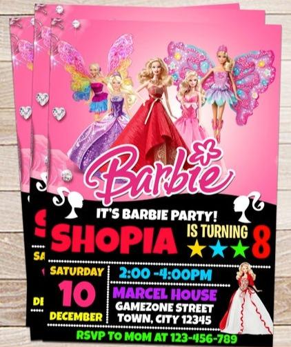birthday invitation barbie theme