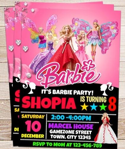 barbie theme invitation