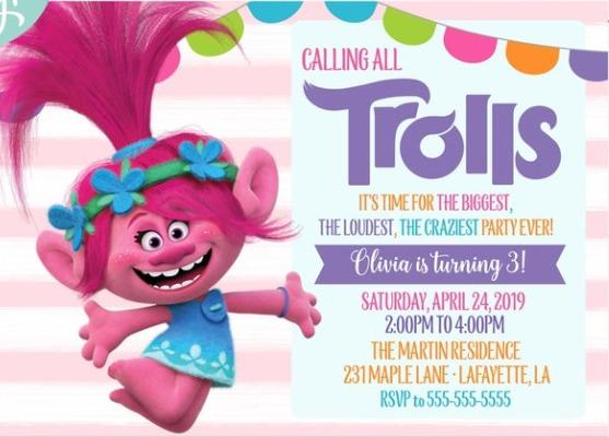 30 Pcs Trolls Invitations Birthday Invitations Girl Invitations Trolls Birthday Invitation Design Craft Others On Carousell
