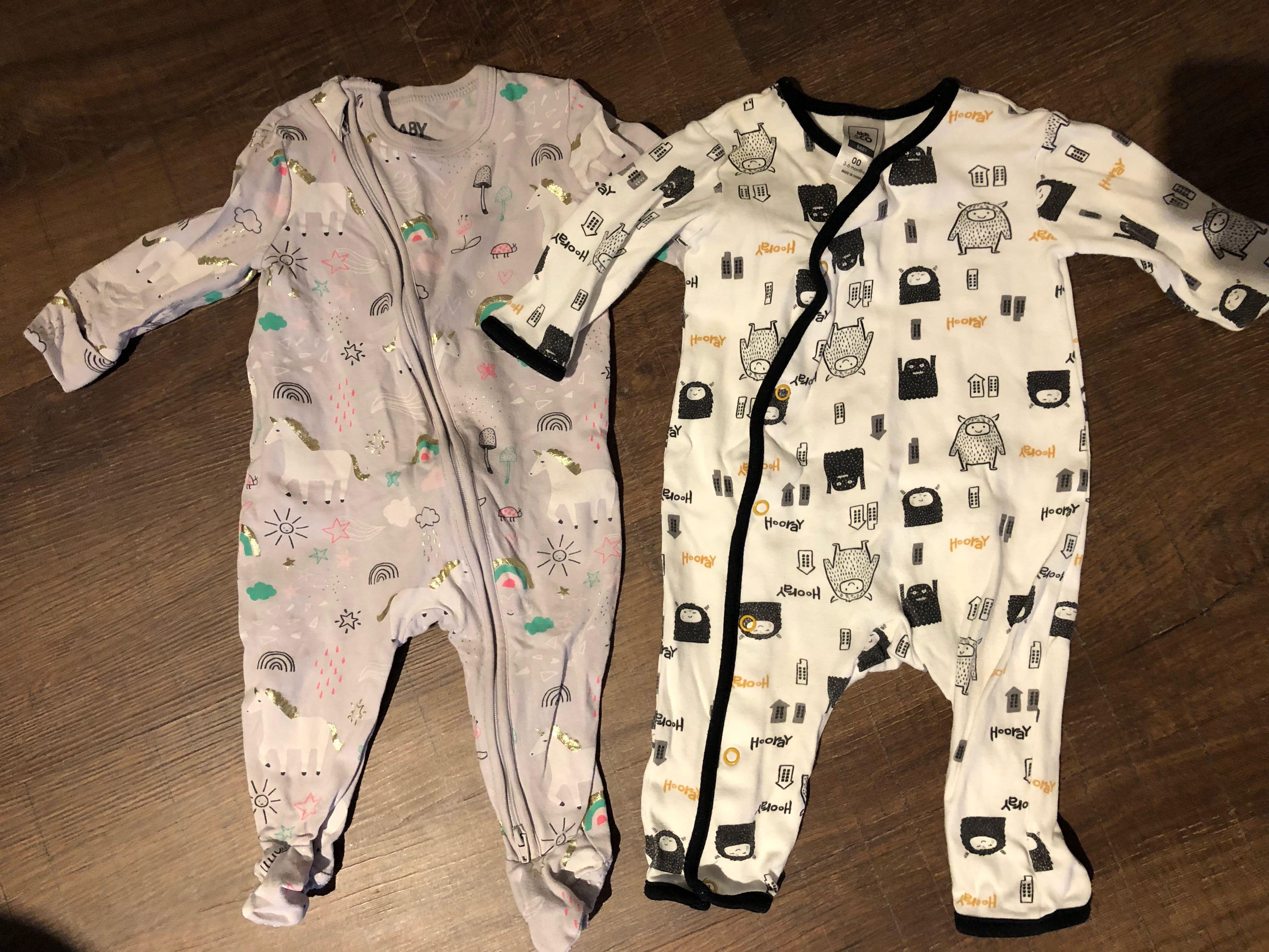 0-3 Months 2-Pack Baby Romper Long-Sleeve Bodysuit Cotton Jumpsuit Onesies Pajamas Cozy Sleepsuits Newborn Gift