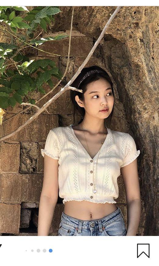 SALE Blackpink Jennie Kim Cream Knit Top