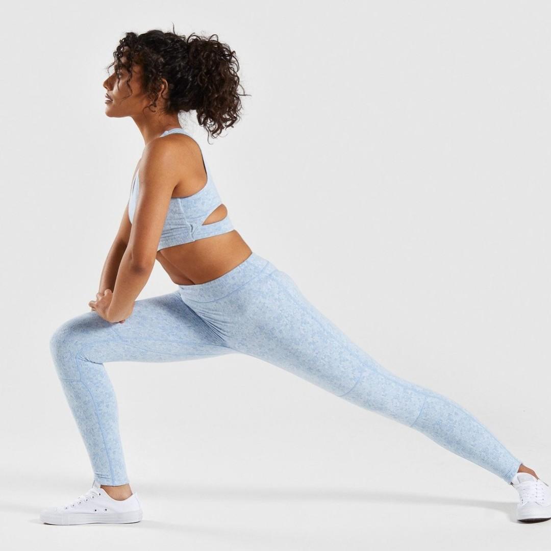 BNIB Gymshark Fleur Texture Leggings XS Blue Men s Fashion Activewear on Carousell