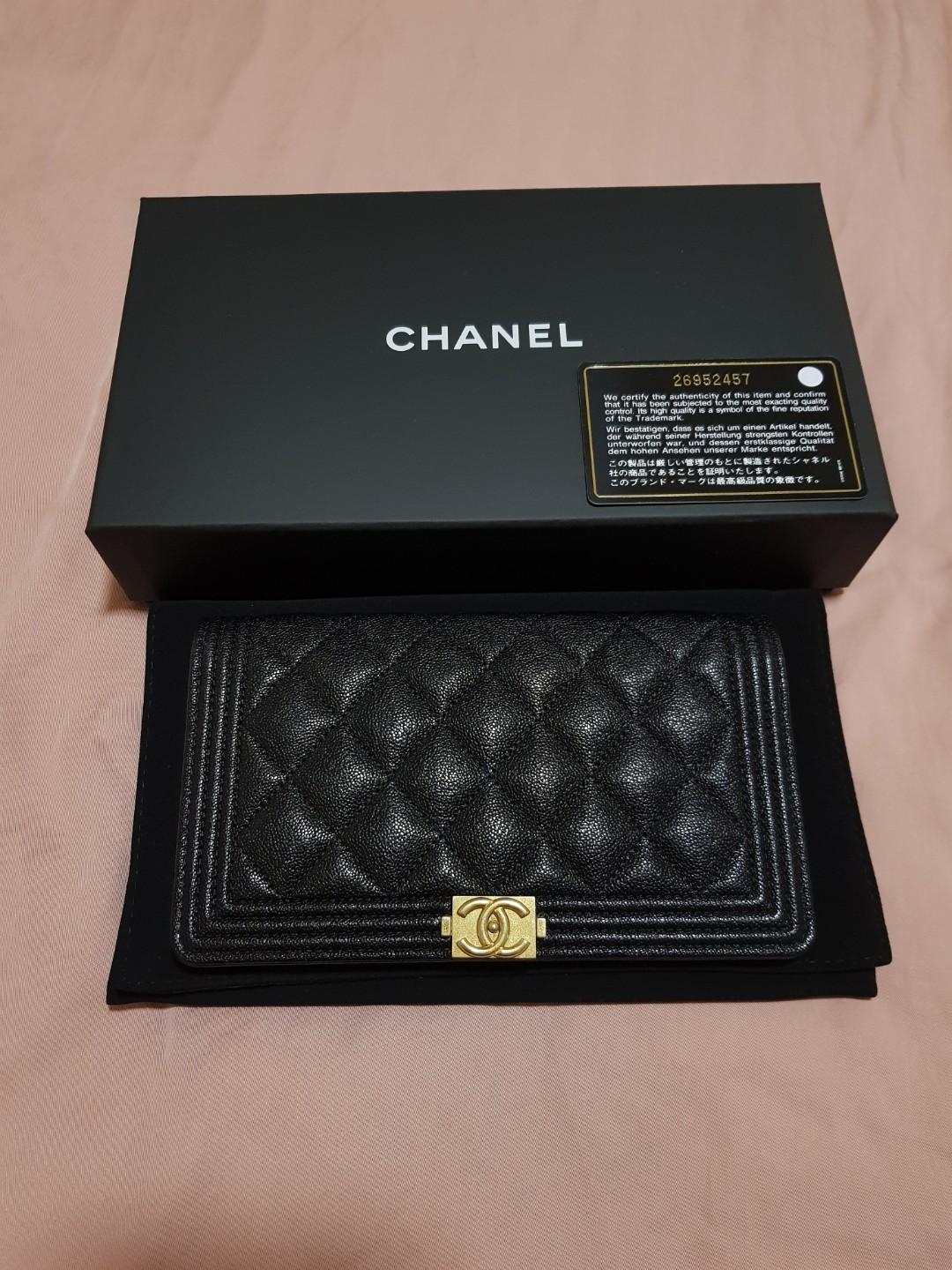 Boy Chanel Long Flap Wallet Black Lambskin Silver Womens Fashion Bags   Wallets Purses  Pouches on Carousell