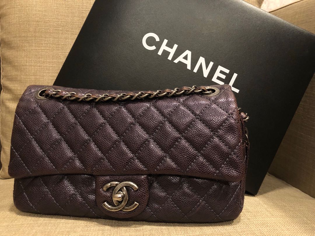 Chanel Caviar Dark Purple Flap Bag