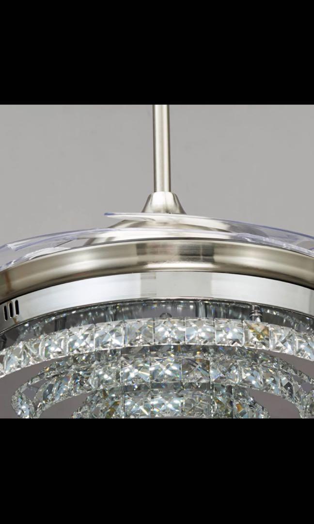Crystal Chandelier Bladeless Ceiling Fan Furniture Home Living Lighting Fans On Carou Crystal Chandelier Bladeless Ceiling, Ceiling Fan With Crystal Chandelier Light Kit