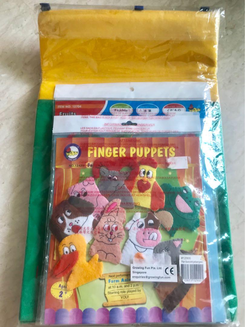 Finger Puppets set felt Farm Animals with felt add ons wild animals
