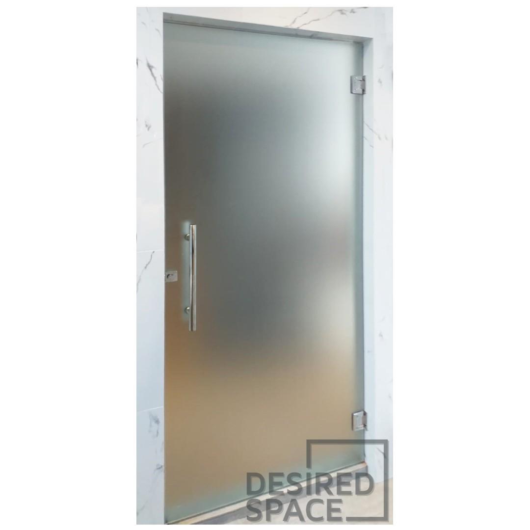 Frameless Tempered Glass Door With Frosted Film Home Services Renovations On Carousell