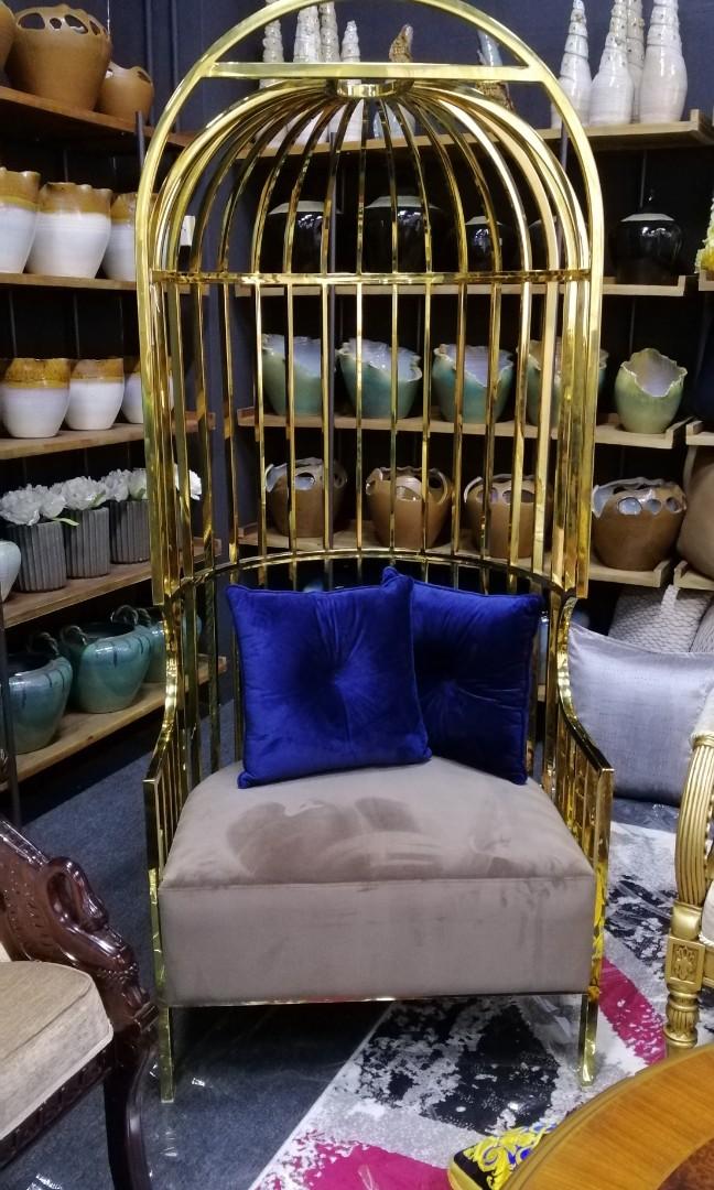 Gold discount cage chair