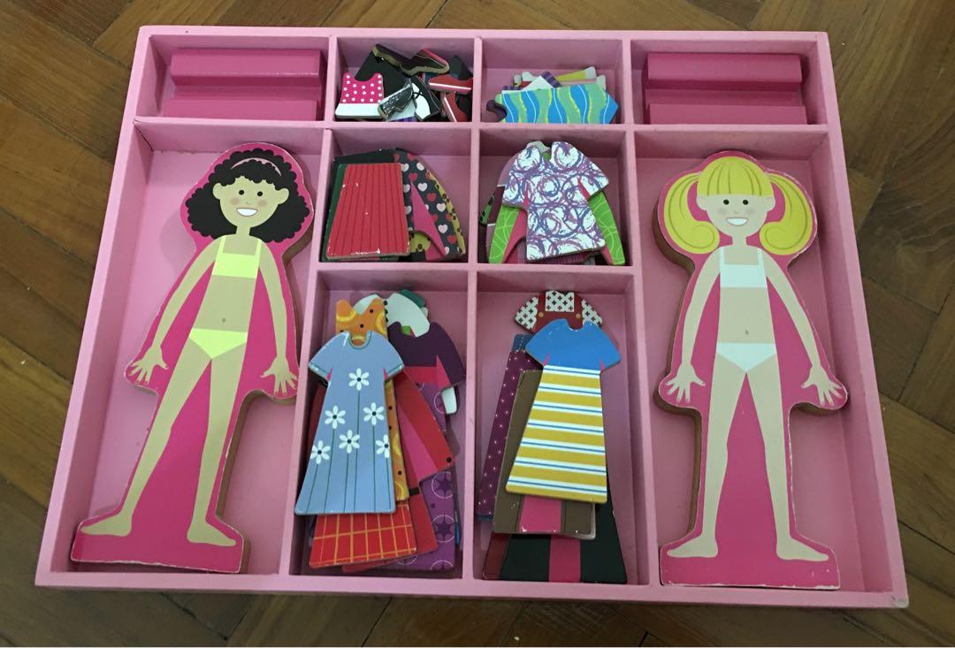 magnetic wooden dress up dolls