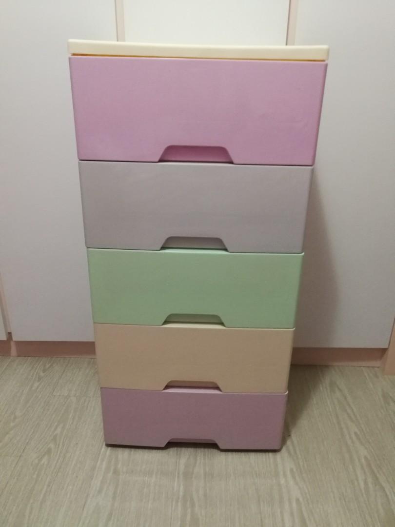 Pastel Color Plastic Storage Cabinet Furniture Shelves Drawers