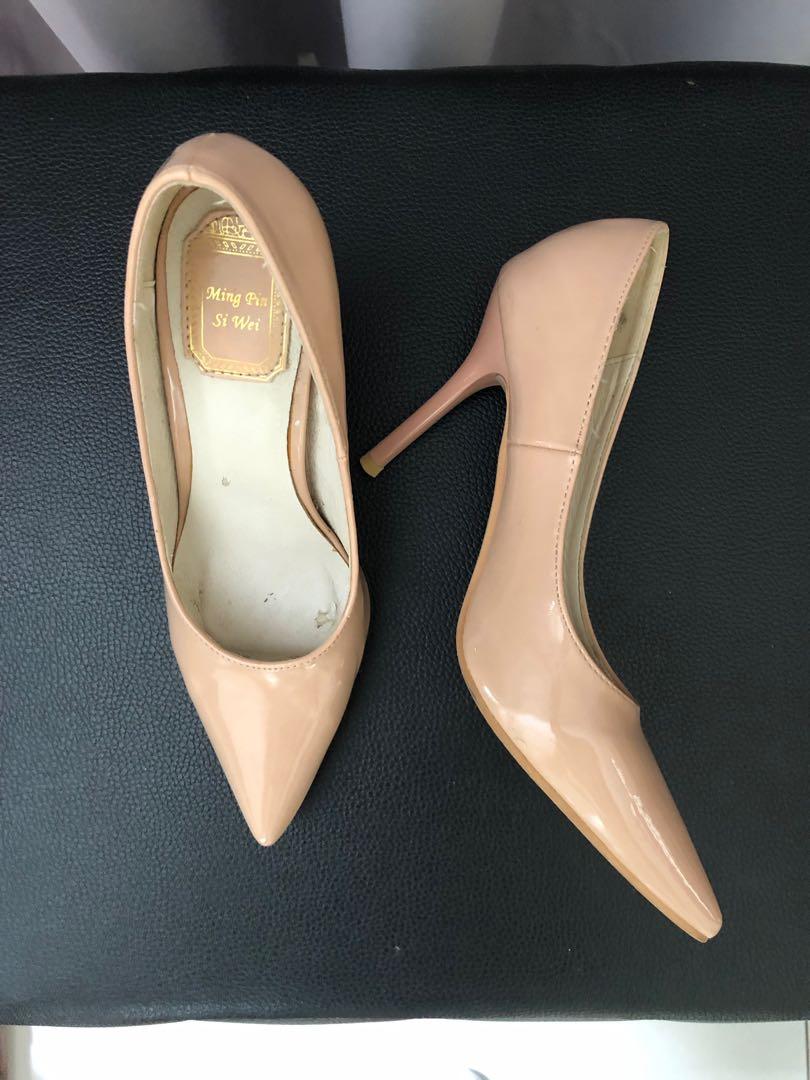 blush patent heels