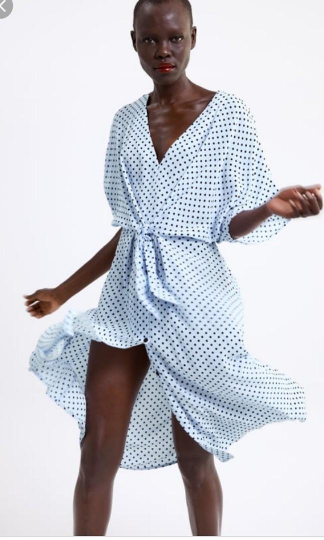 Polka dot wrap dress zara sales