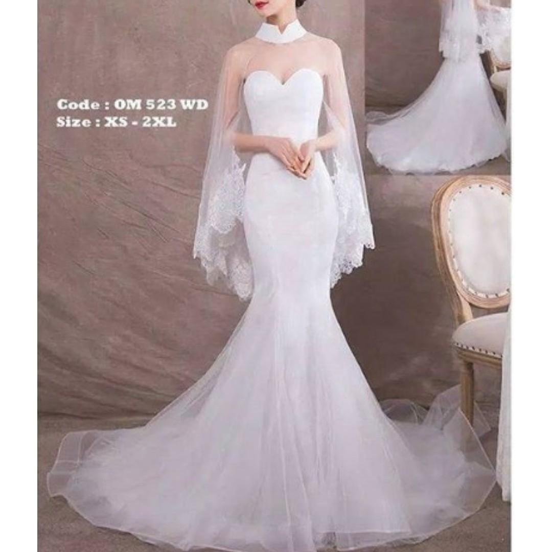 Gaun Pengantin Mermaid Sayap Gaun Prewedding Import