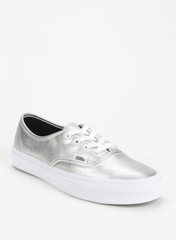 silver leather vans