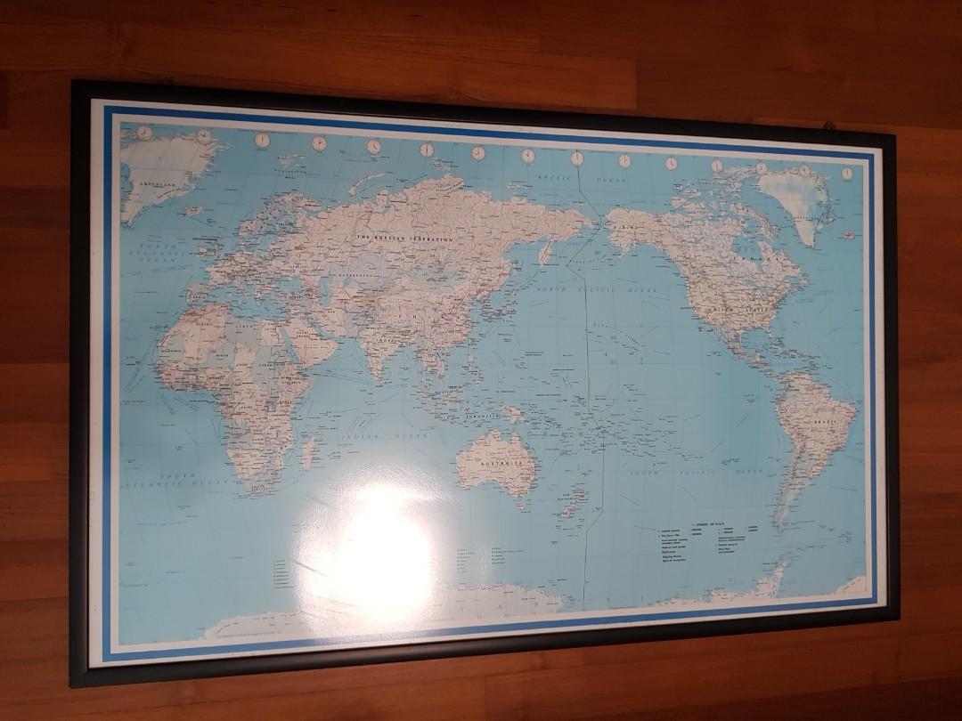 Wallmounted World Map (122 x 78cm), Hobbies & Toys, Stationery & Craft