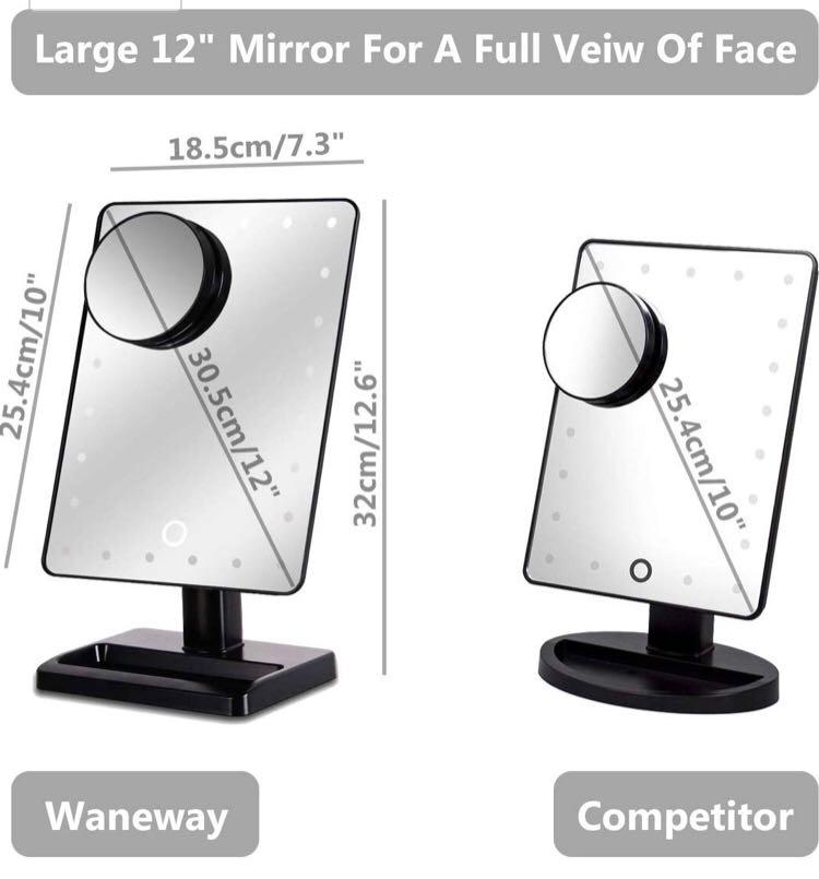 Waneway 12 Inch Screen Makeup Mirror With 24 Led Lights Lighted Waneway 12 Inch Screen Makeup Mirror