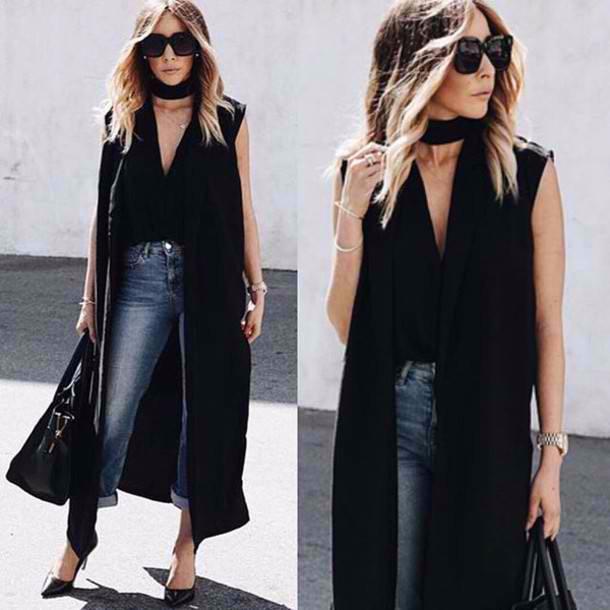 ZARA Tailored Long Black Waistcoat Vest, Women's Fashion, Coats, Jackets  and Outerwear on Carousell