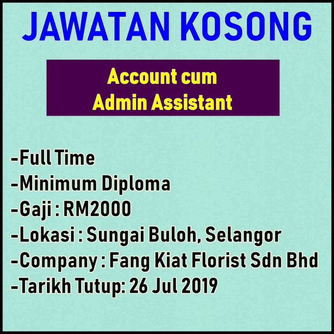 Account Cum Admin Assistant Sungai Buloh Jobs Full Time Admin Office Finance On Carousell