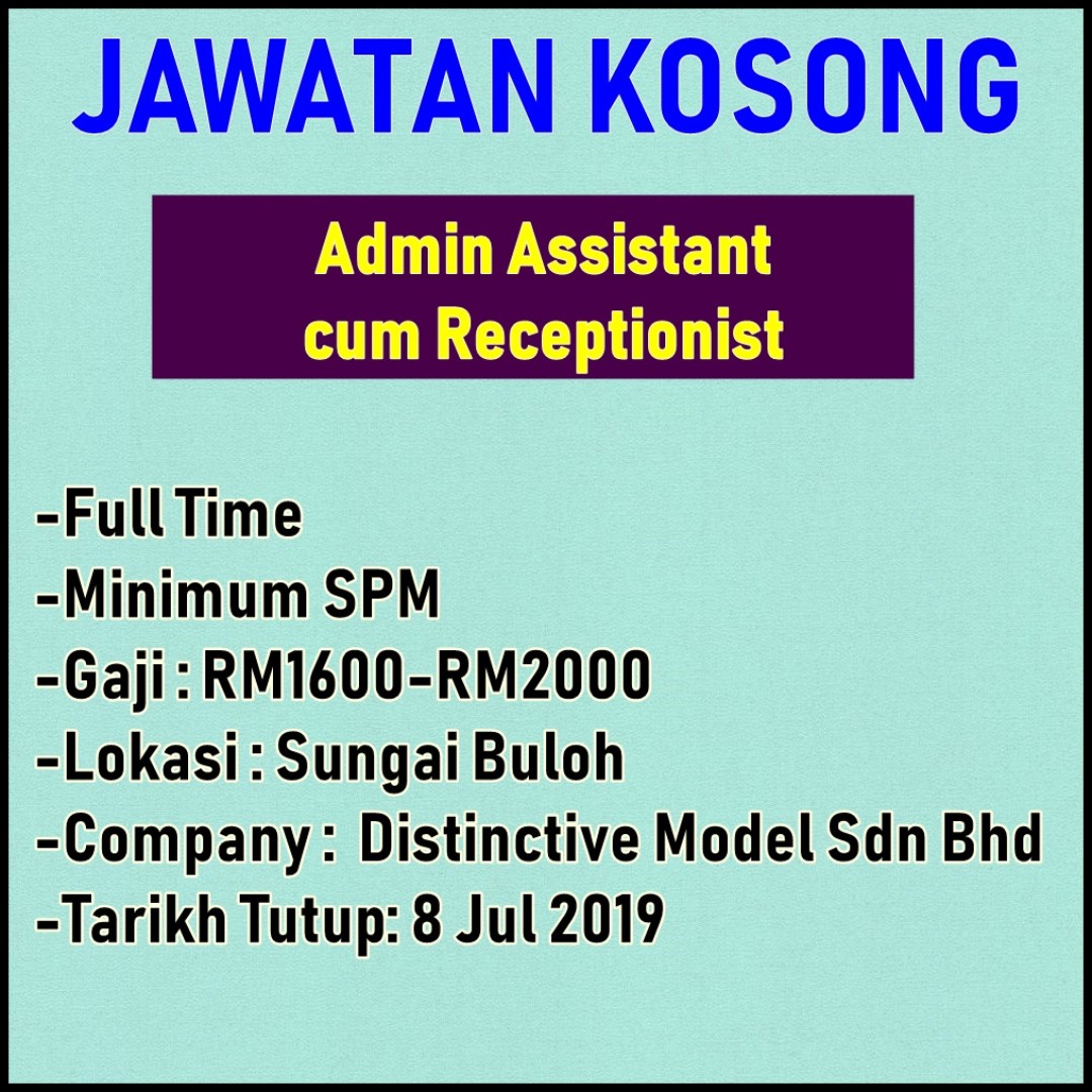 Admin Assistant Cum Receptionist Sungai Buloh Jobs Full Time Admin Office Finance On Carousell