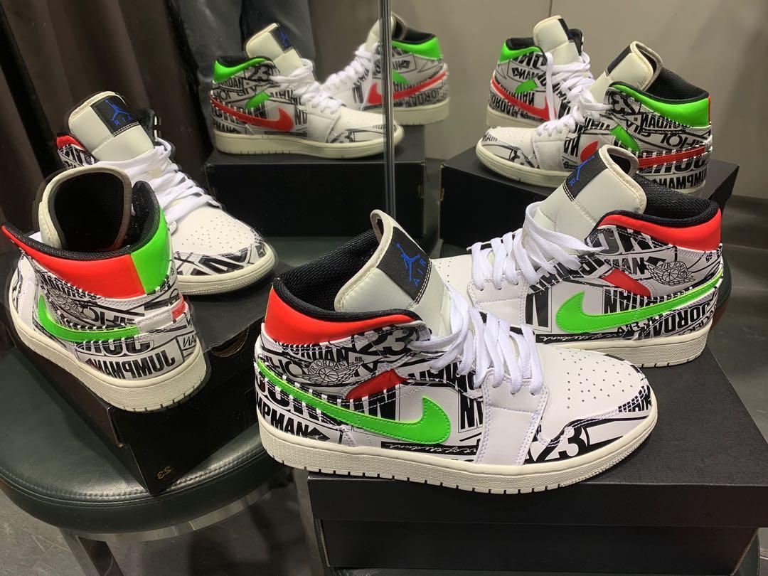 jordan 1 mid all over logos