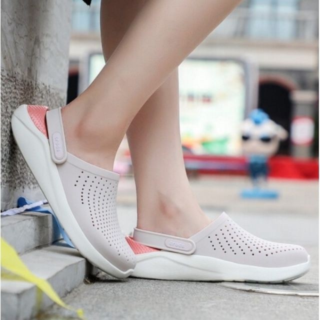 Authntic Crocs Literide Shoes (white/pink), Women's Fashion, Footwear ...