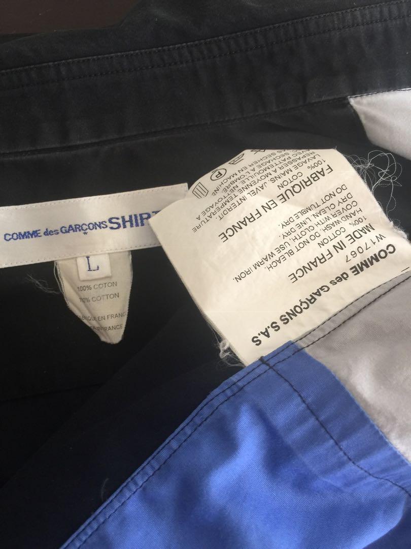 Cdg Comme Des Garcons Shirt Patchwork Sz L made in France