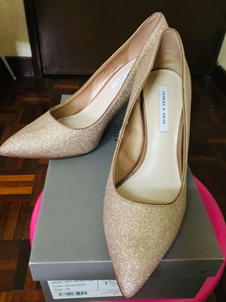 Charles and keith gold heels cheap