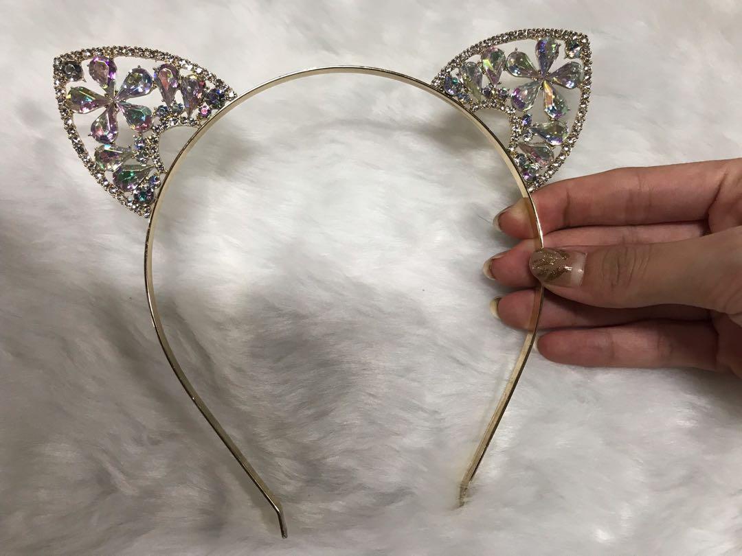 Claire S Katy Perry Gold With Diamond Studs Cat Meow Ear Metal