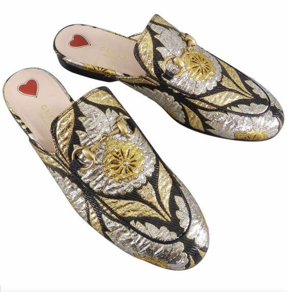 Gold gucci princetown sale