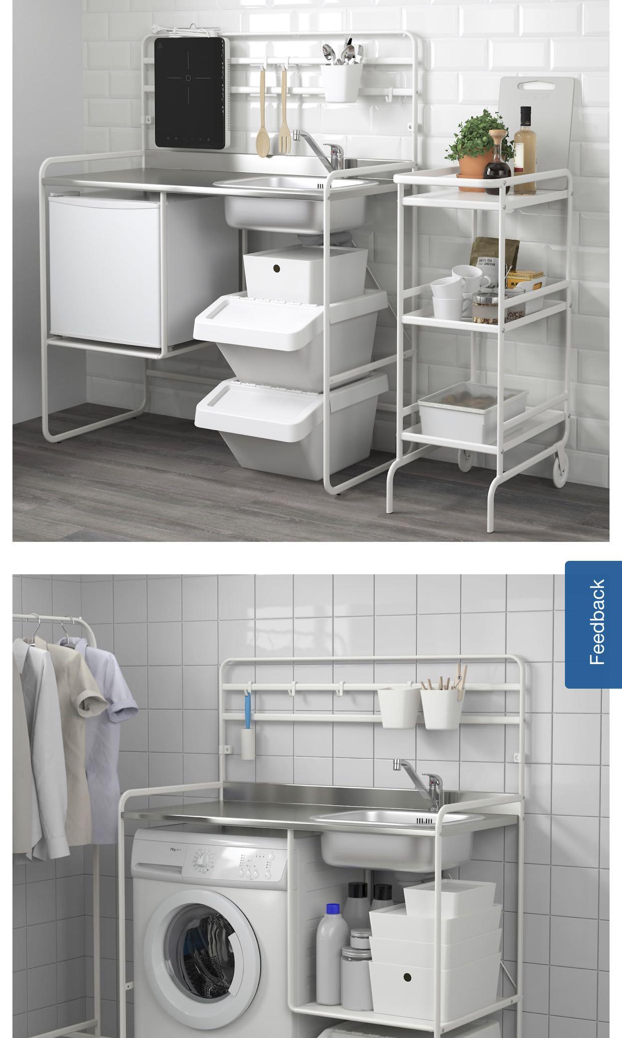 IKEA stainless Mini kitchen table set., Furniture & Home Living ...
