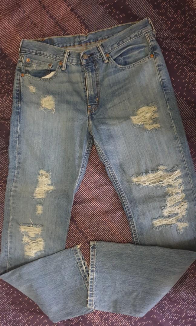 levi 514 ripped jeans