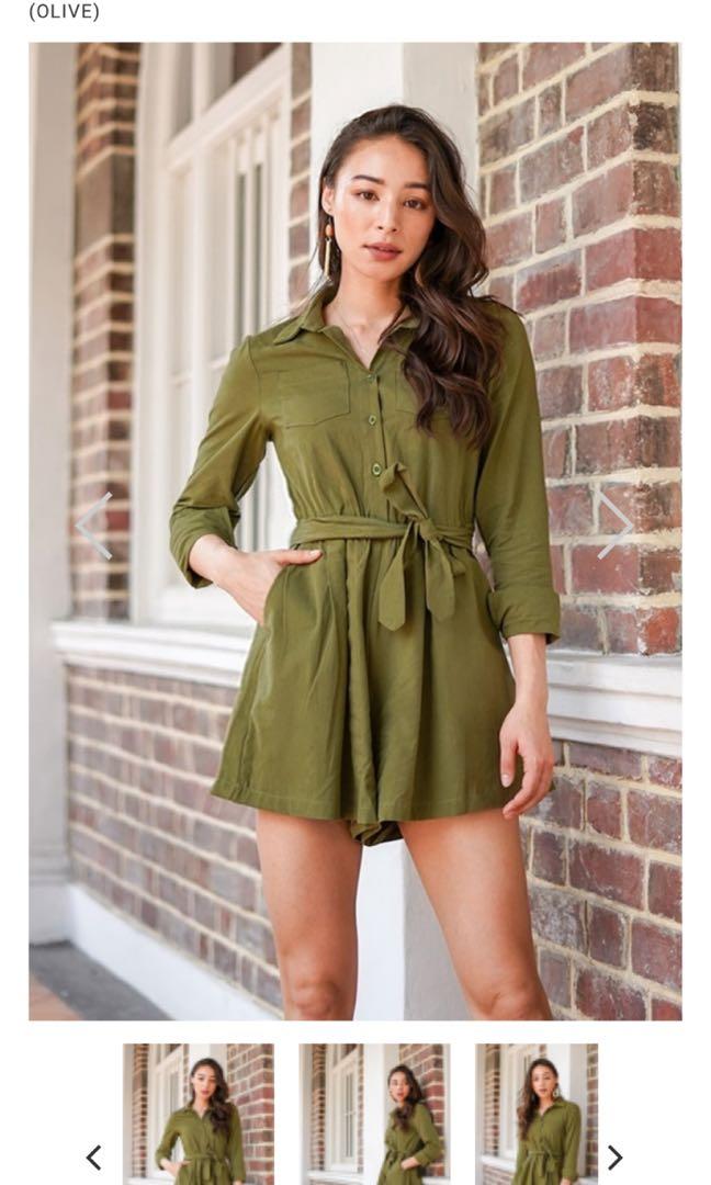 army green romper