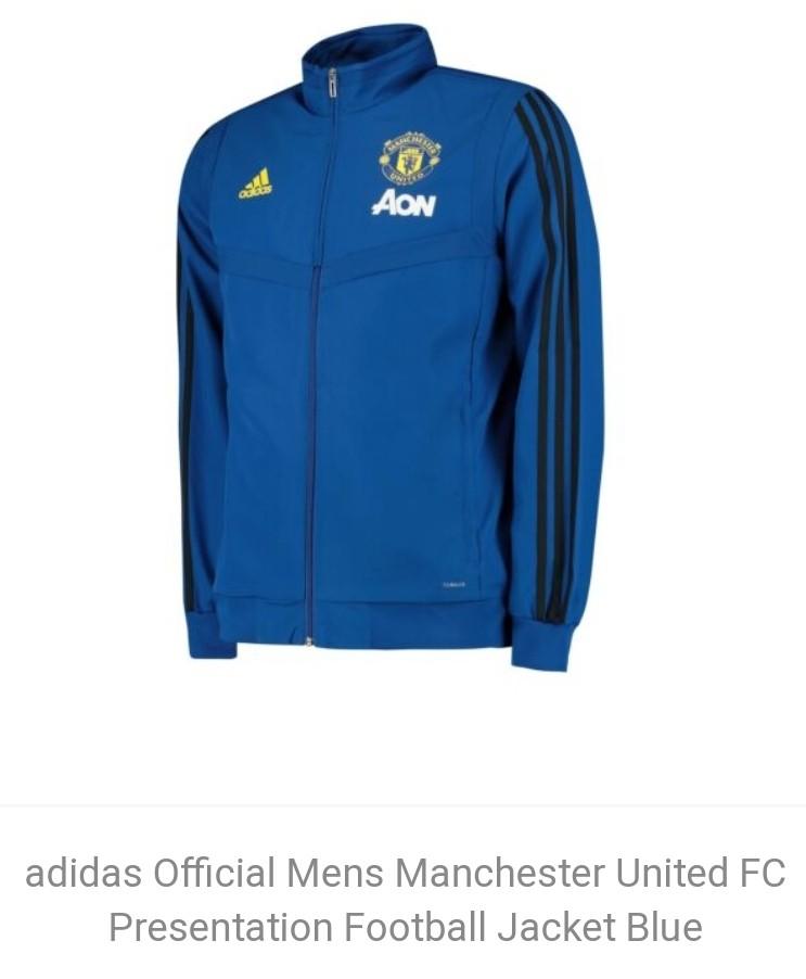 Manchester United 2019 20 Presentation Jacket Blue Sports Sports Apparel On Carousell