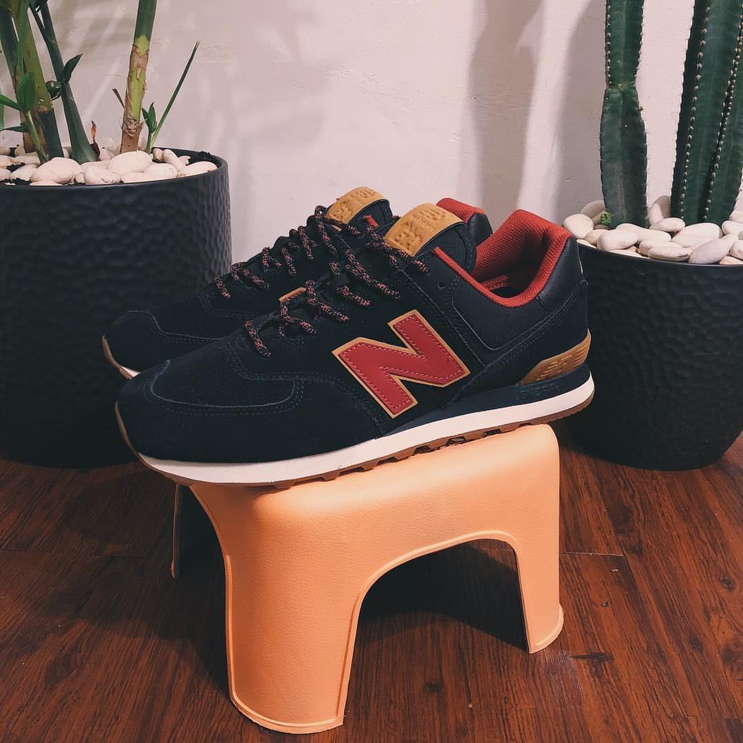 new balance 574 black with earth red