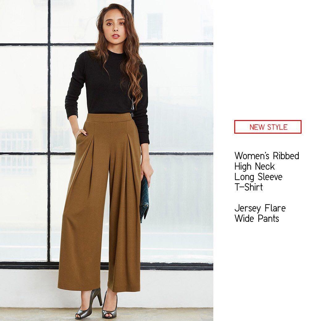 NEW Uniqlo Flared Square Pants in Tan, Women's Fashion, Bottoms, Other ...
