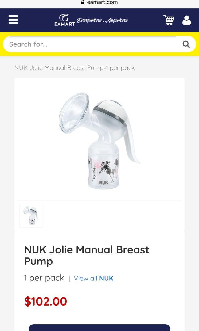 Nuk Jolie Manual Breast Pump Babies Kids Nursing Feeding On