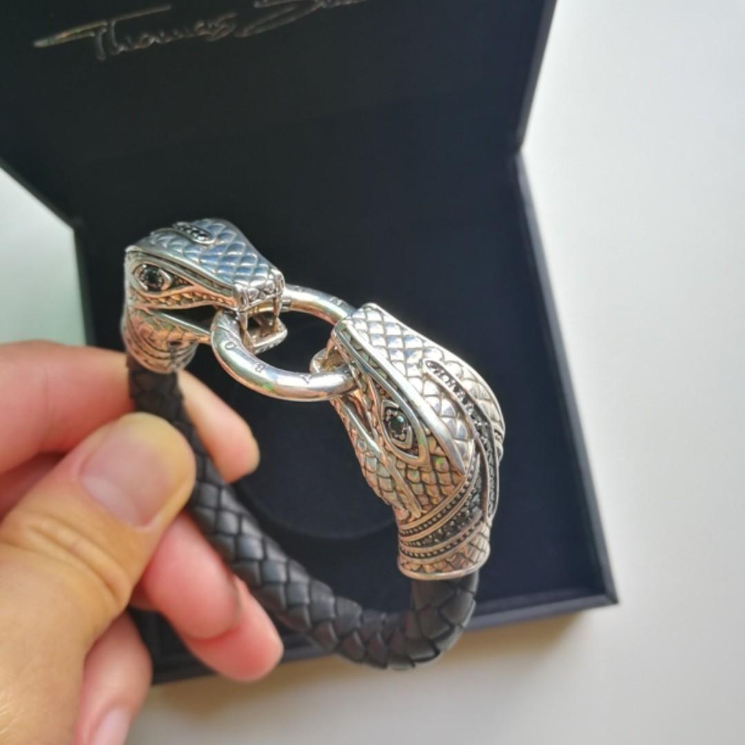 Original Thomas Sabo Snake Sterling Silver Leather Bracelet
