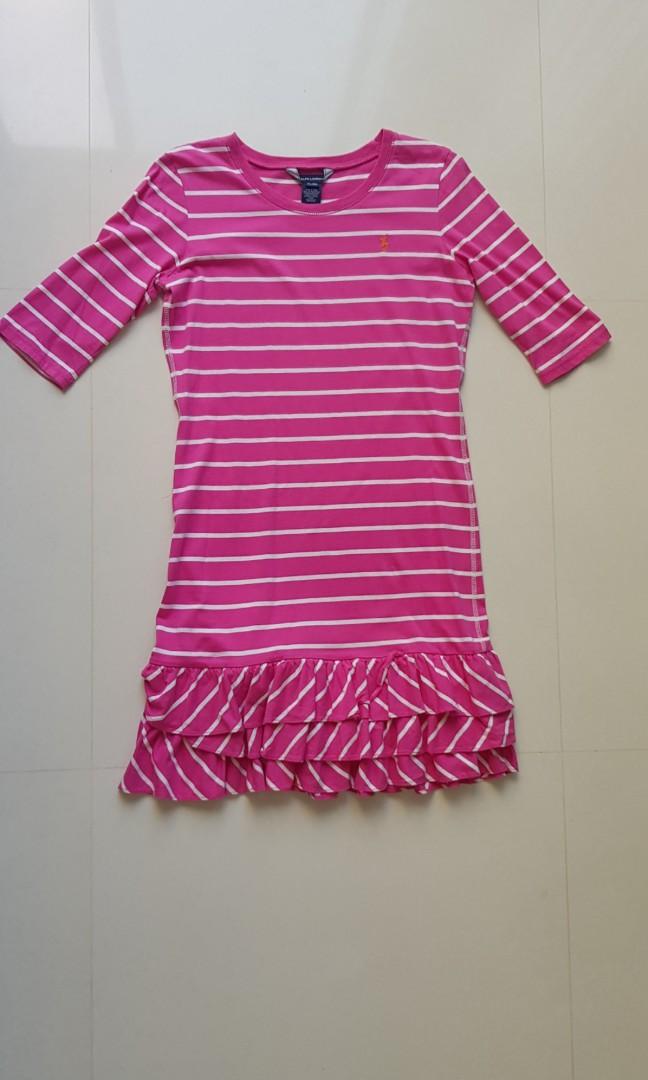 ralph lauren pink and white striped dress