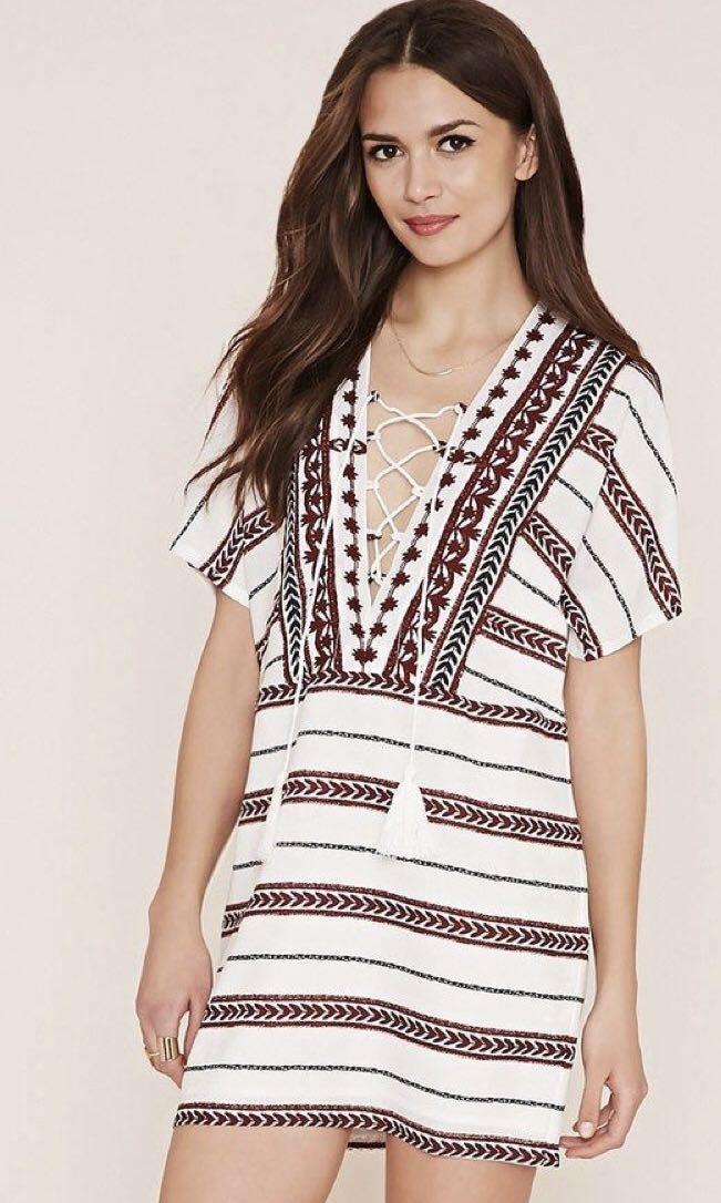 REPRICED Forever 21 Boho Lace Up Dress