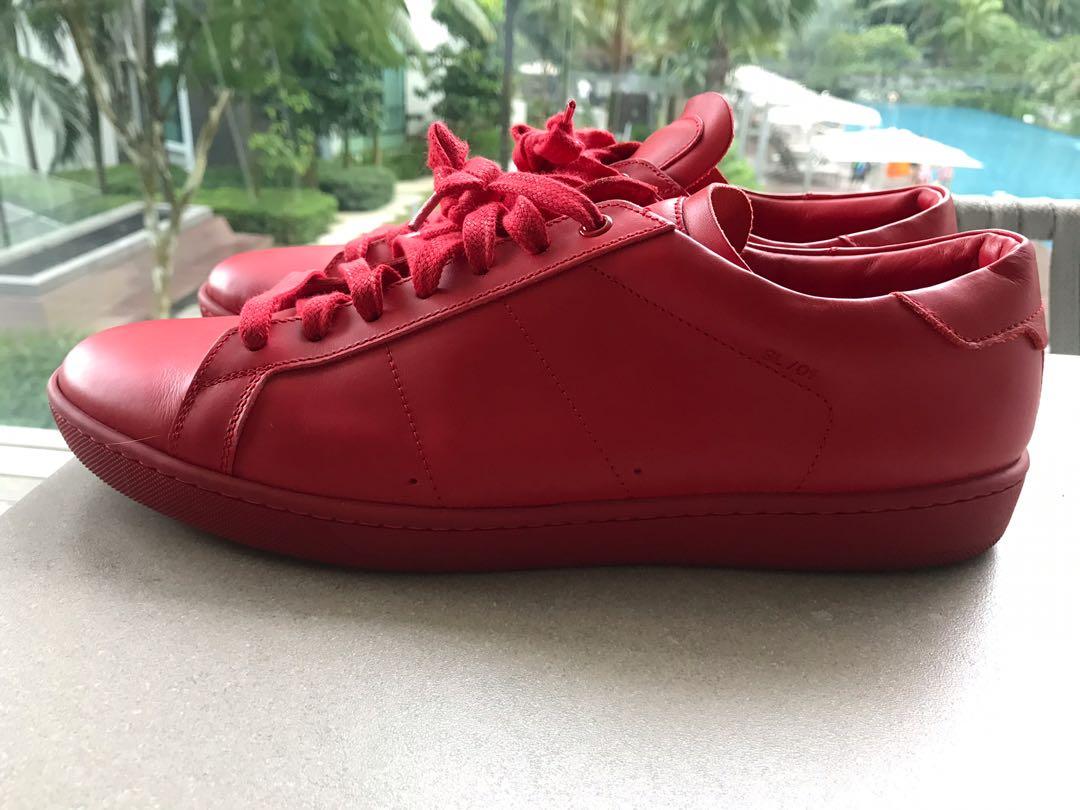 Red leather outlet sneakers
