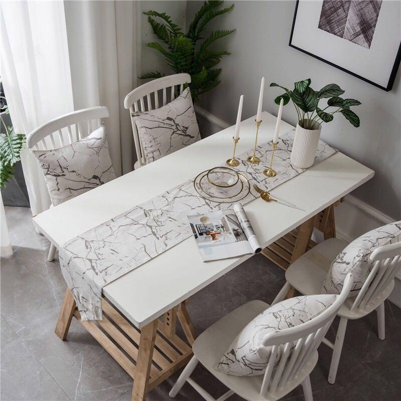 Dining coffee table, TV console runner marble, Furniture & Home Living