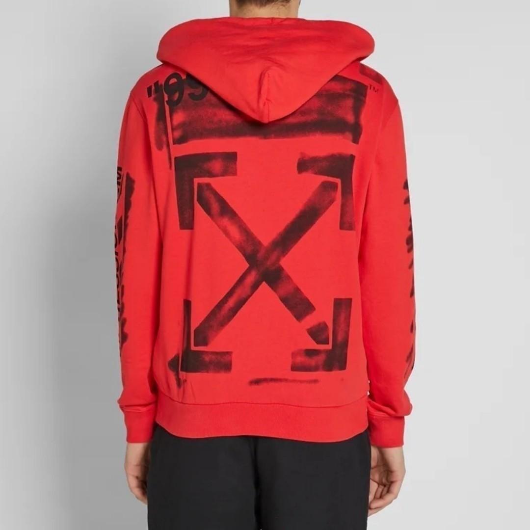SALE Off White Stencil Red Zip Hoodie XXS.XS.S.M.L Men s