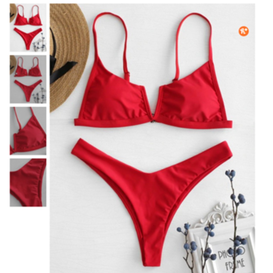 Rib V Wire V Cut High Leg Bikini Set main image 1